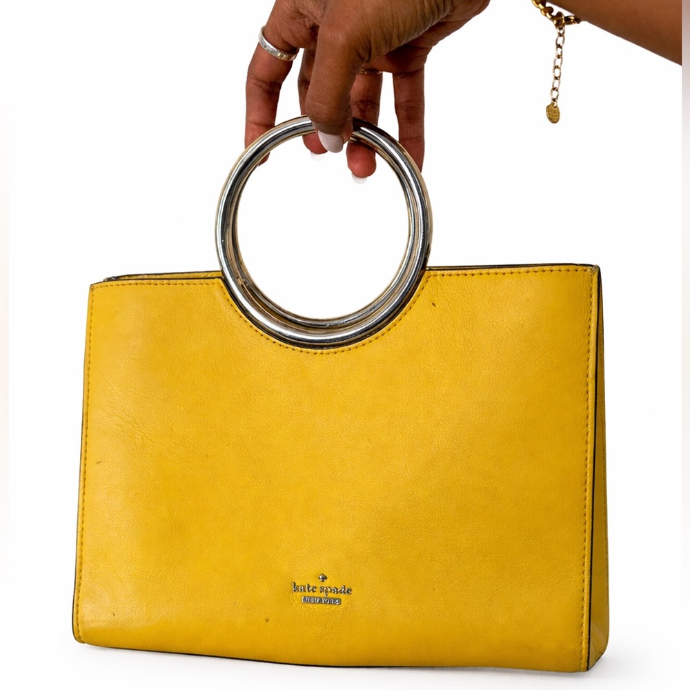 Kate Spade Mustard Tote with Silver Handles